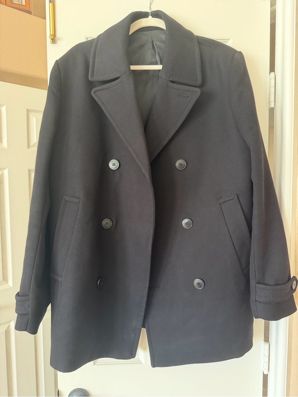 H&M Black Wool-Blend Double-Breasted Coat